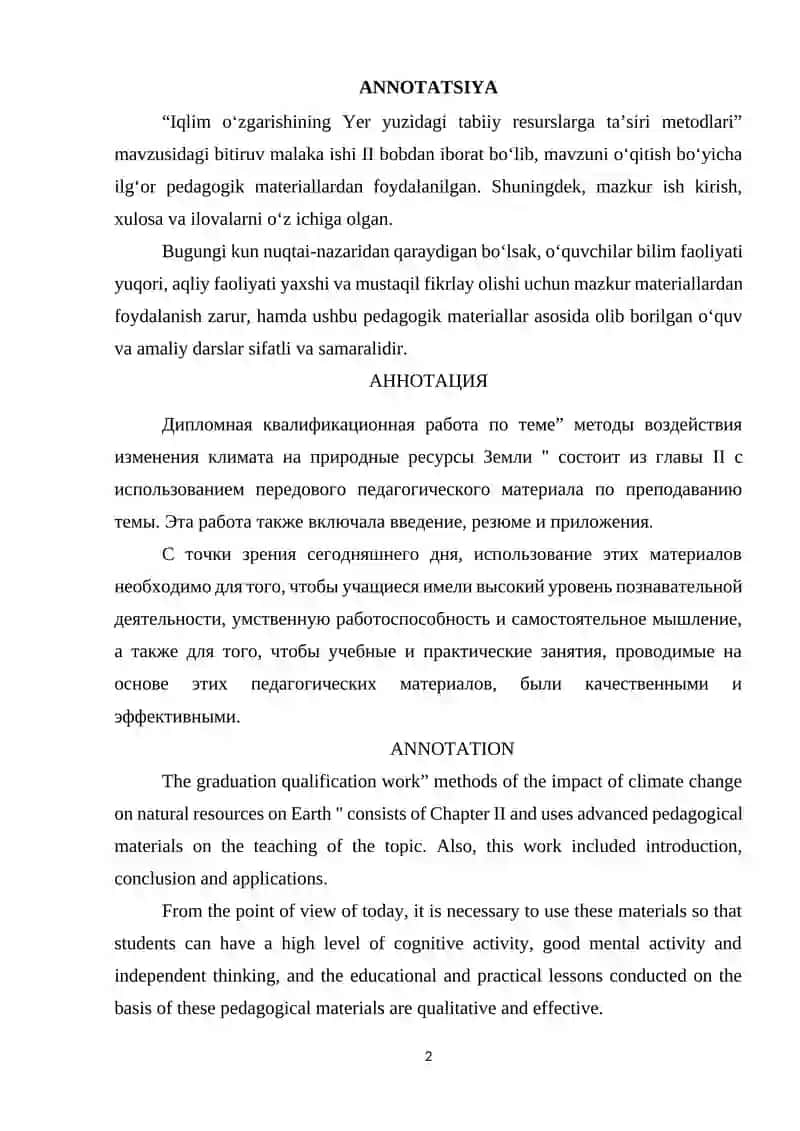 Iqlim o‘zgarishining Yer yuzidagi tabiiy resurslarga ta’siri metodlari 2