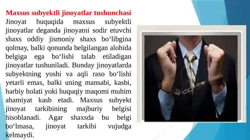 Maxsus subyektli jinoyatlar 2
