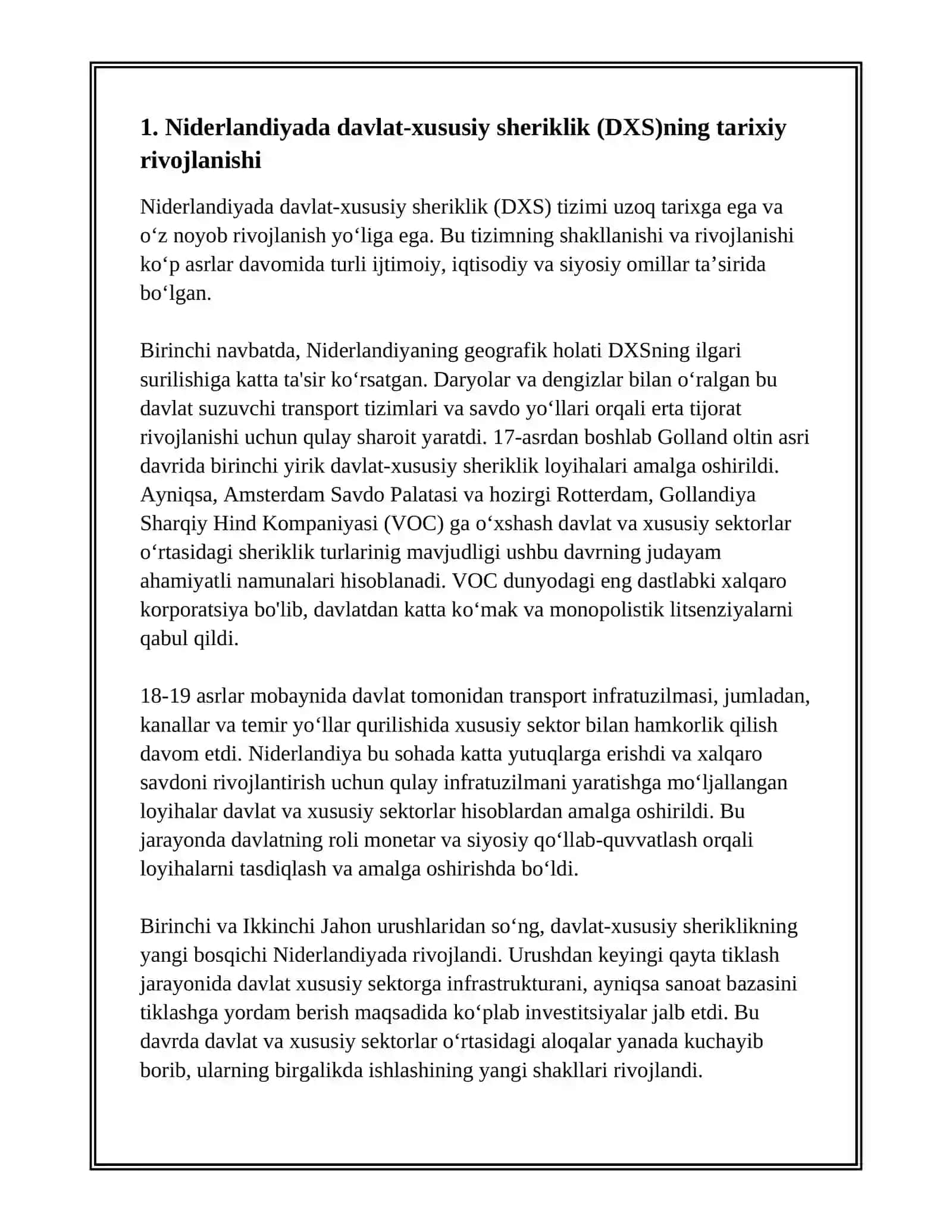 NIDERLANDIYA DAVLAT XUSUSIY SHERIKLIK TIZIMI 2