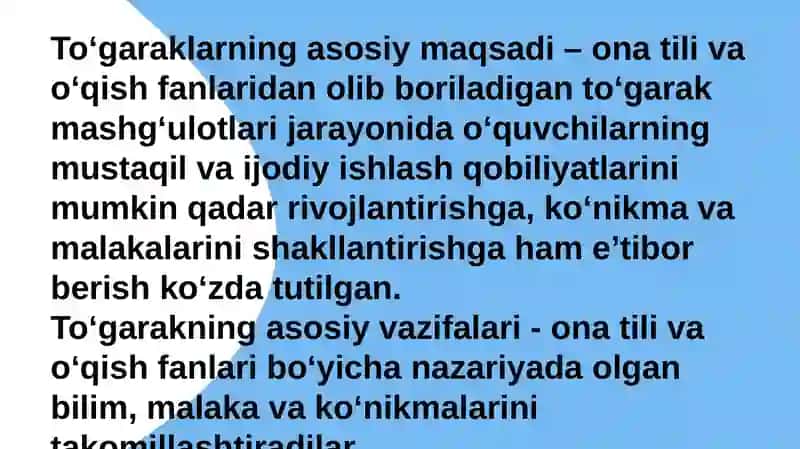 To‘garak mashg‘ulotlari 2