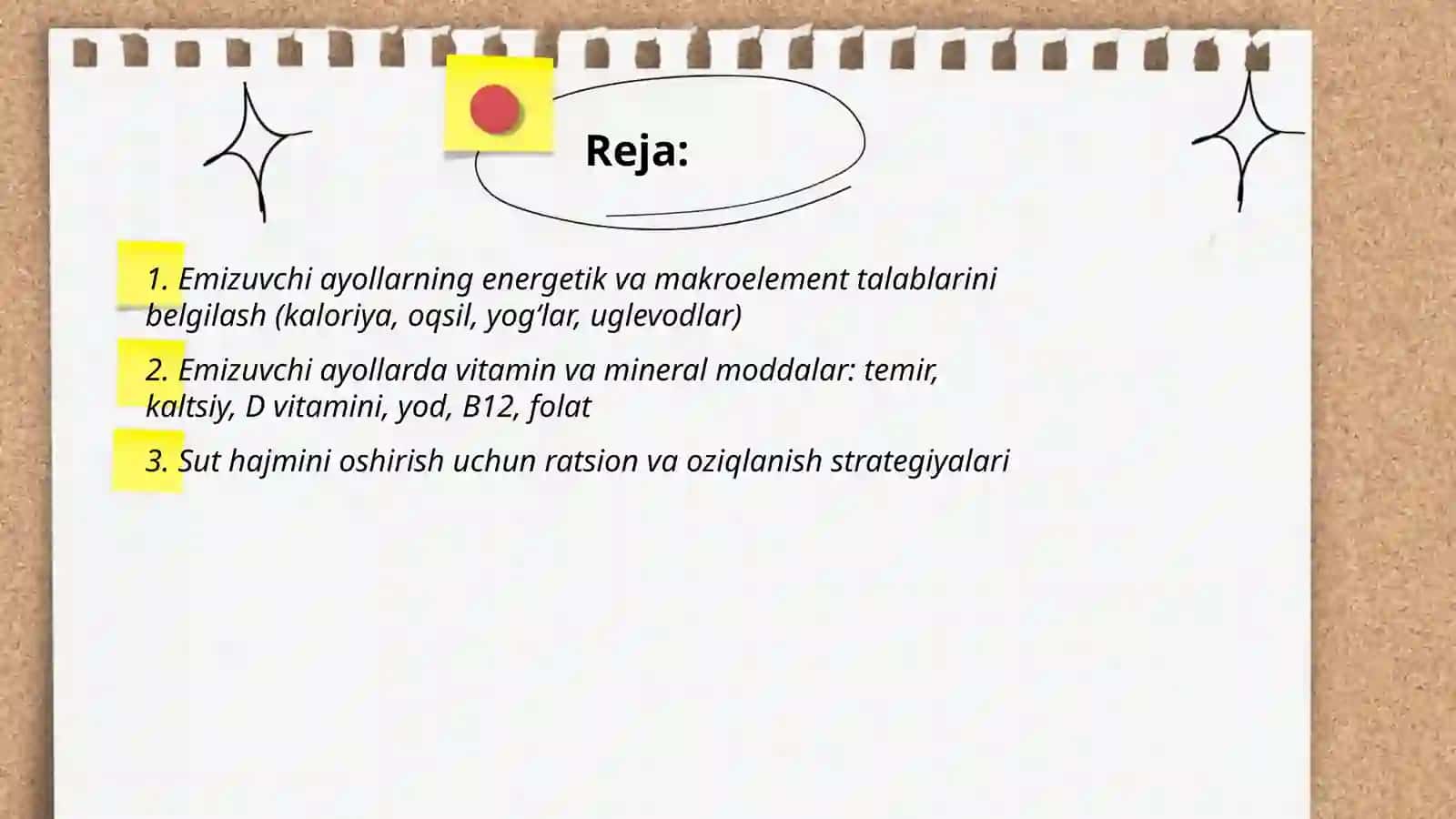 Emizuvchi ayollarning ovqatlanish ratsioni 2