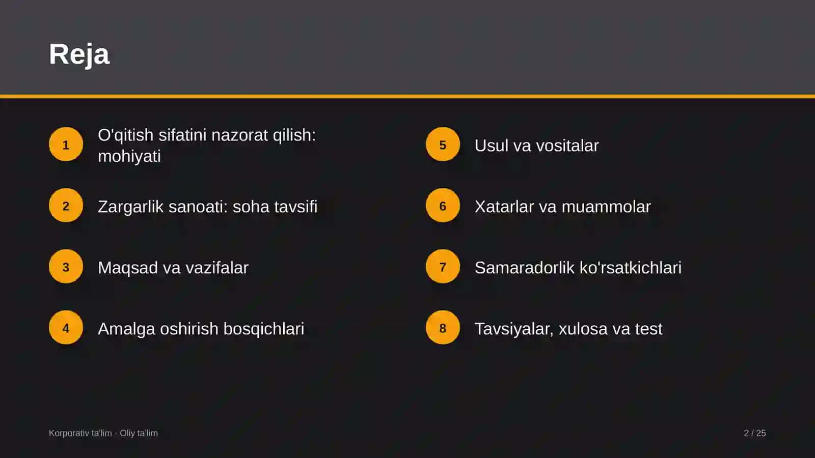 Zargarlik sanoatida o'qitish sifatini nazorat qilish 2