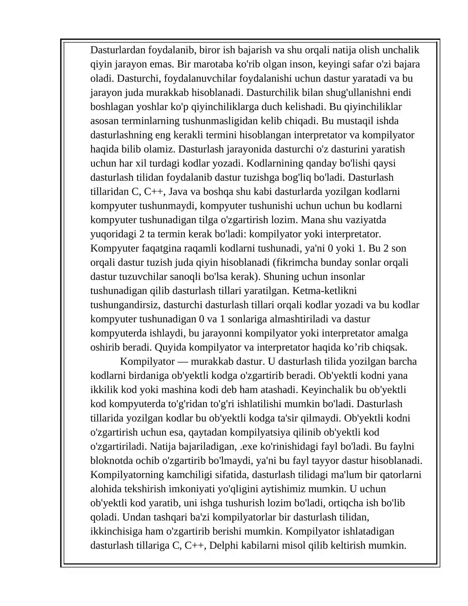 Kompilyator va interpretator: tarjima usullari 2