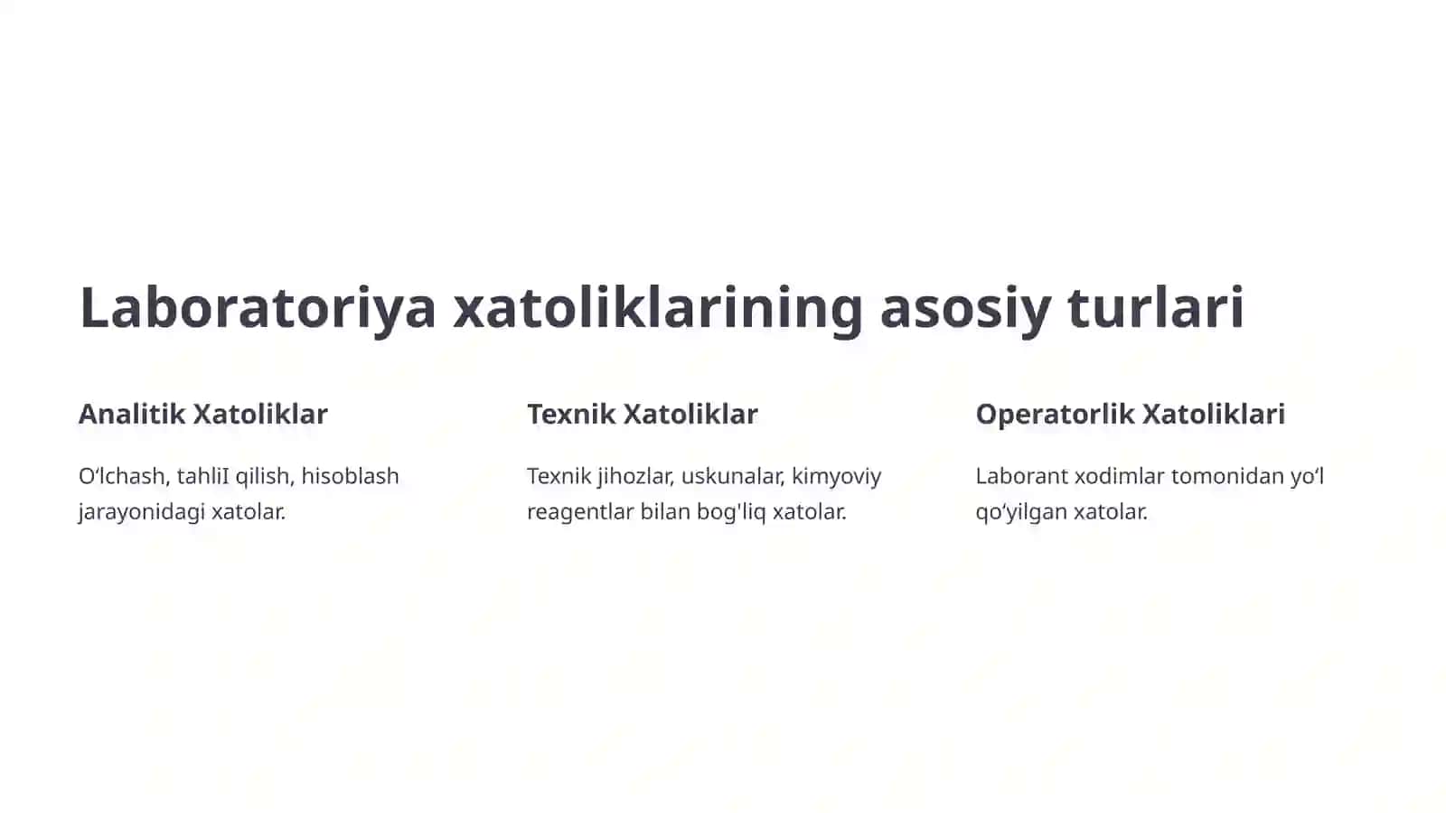 Laboratoriya xatoliklarini aniqlash va bartaraf etish yoʻllari 2