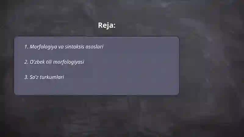 Morgologiya va Sintaksis 2
