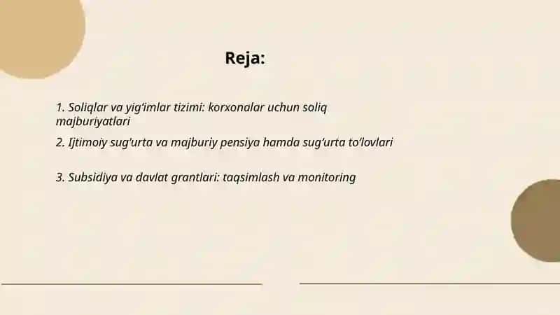 Korxonalar va davlat oʻrtasidagi moliyaviy munosabatlar 2