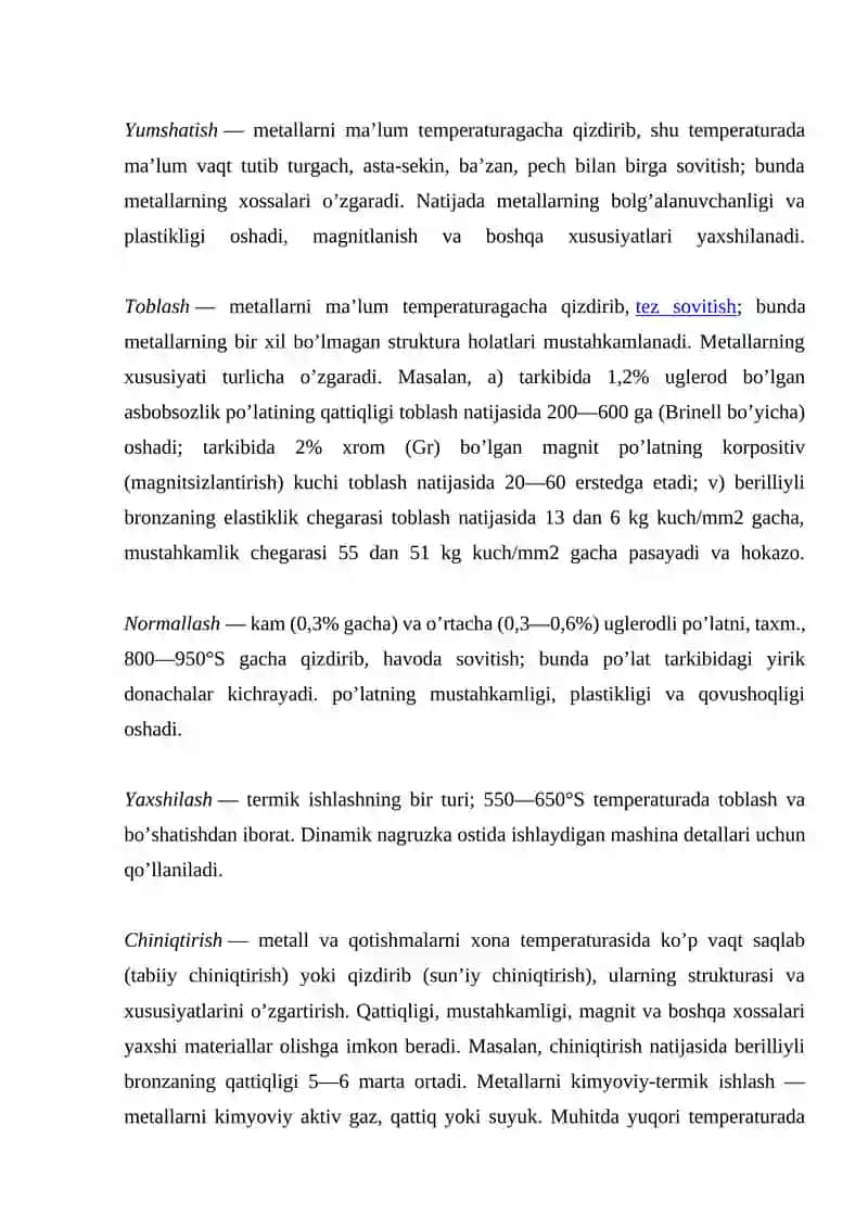 Detallarga termik ishlov berish texnologiyasi 2