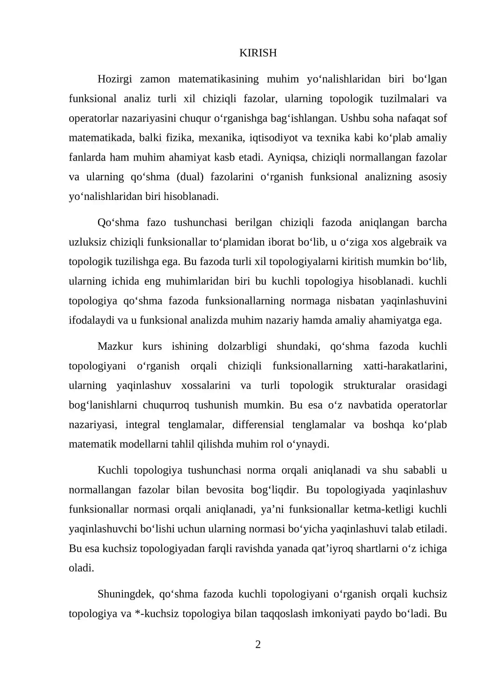 Qoʻshma fazoda kuchli topologiya 2