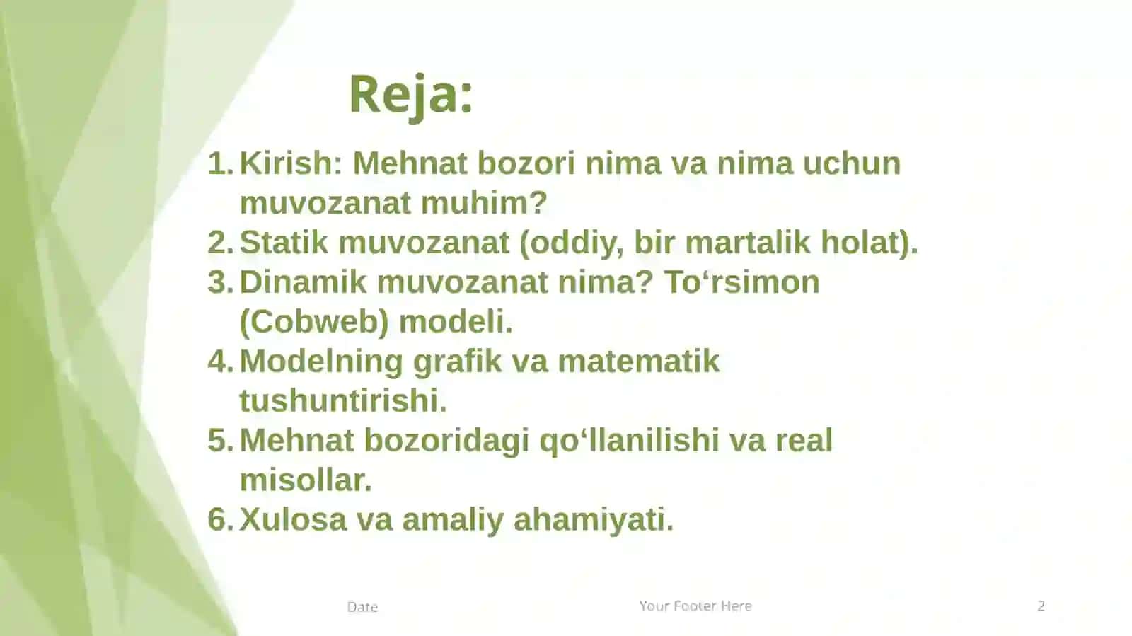Mehnat bozorida dinamik muvozanat modeli 2
