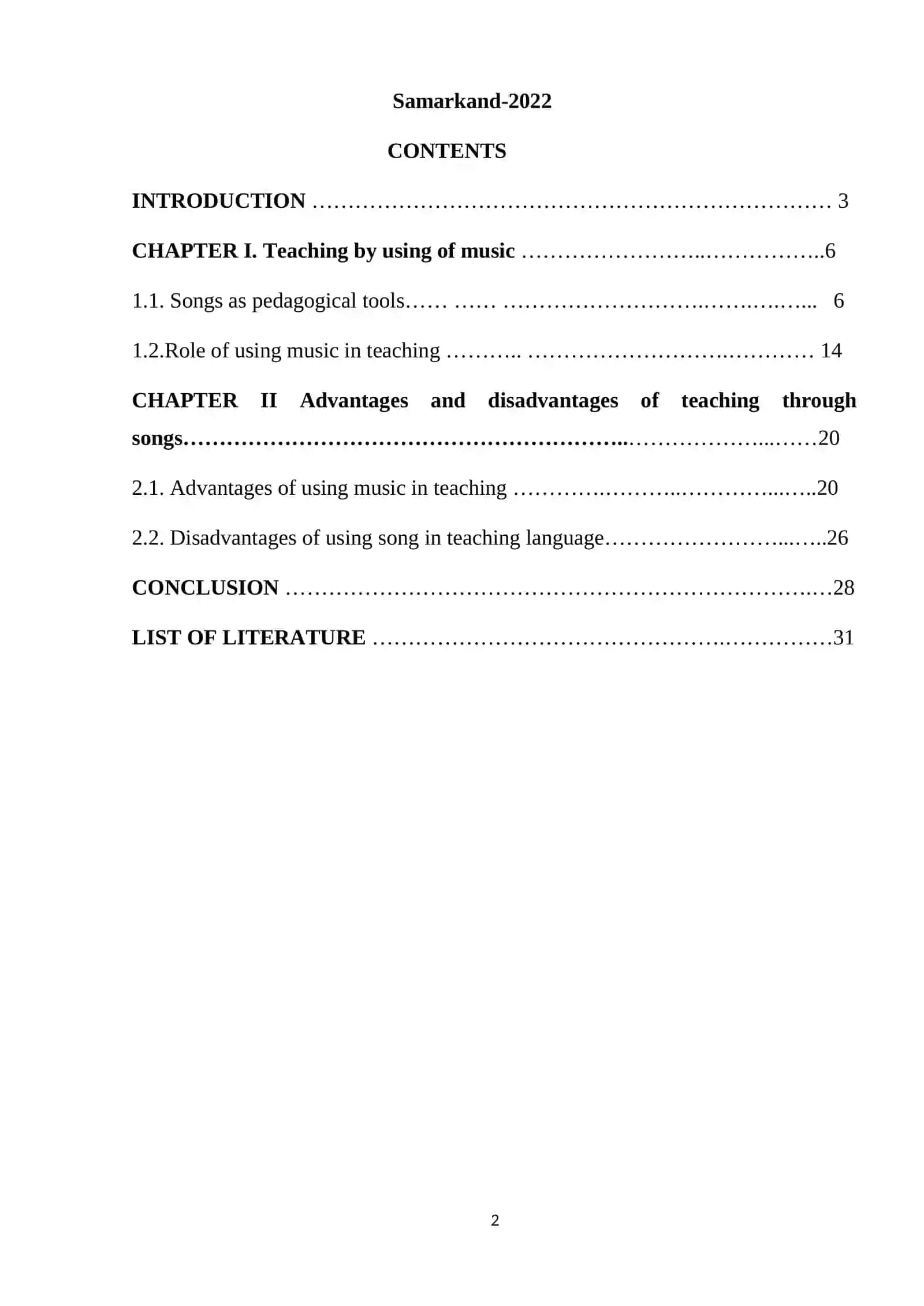 COURSE PAPER ON TEACHING LANGUAGE THROUGH THE SONGS 2