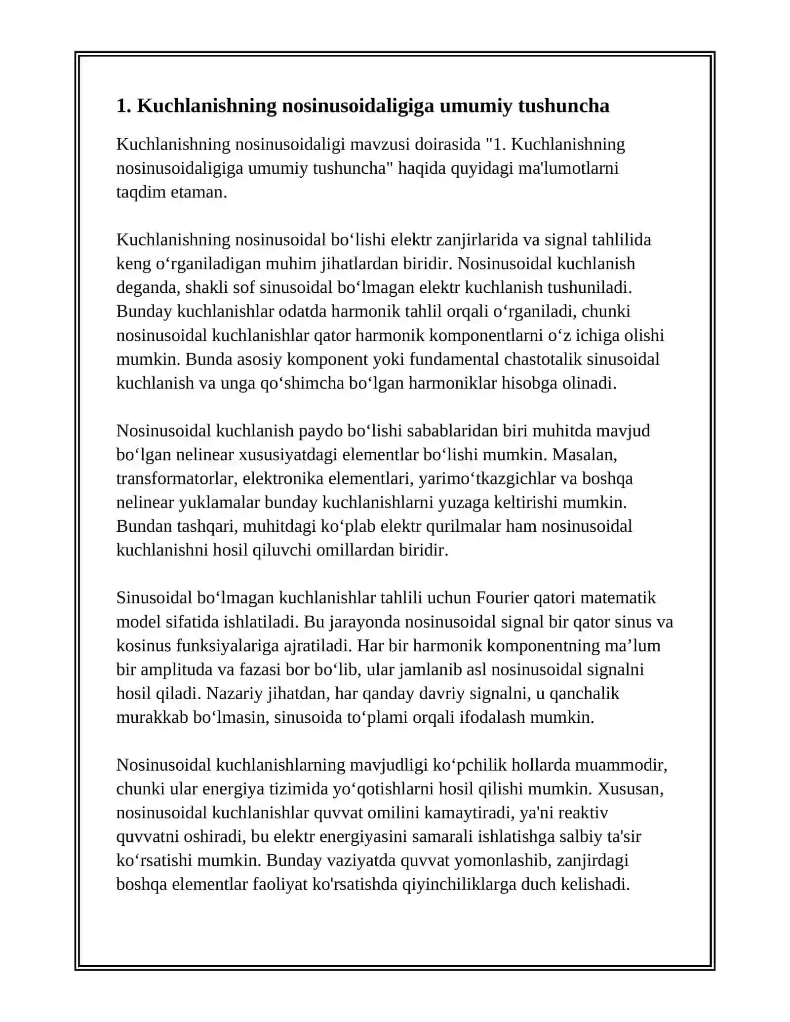 KUCHLANISHNING NOSINUSOIDALIGI 2