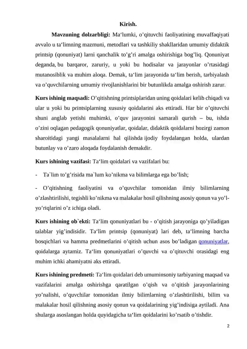 Ta‘lim qonuniyatlari va uning mazmun moiyati 2