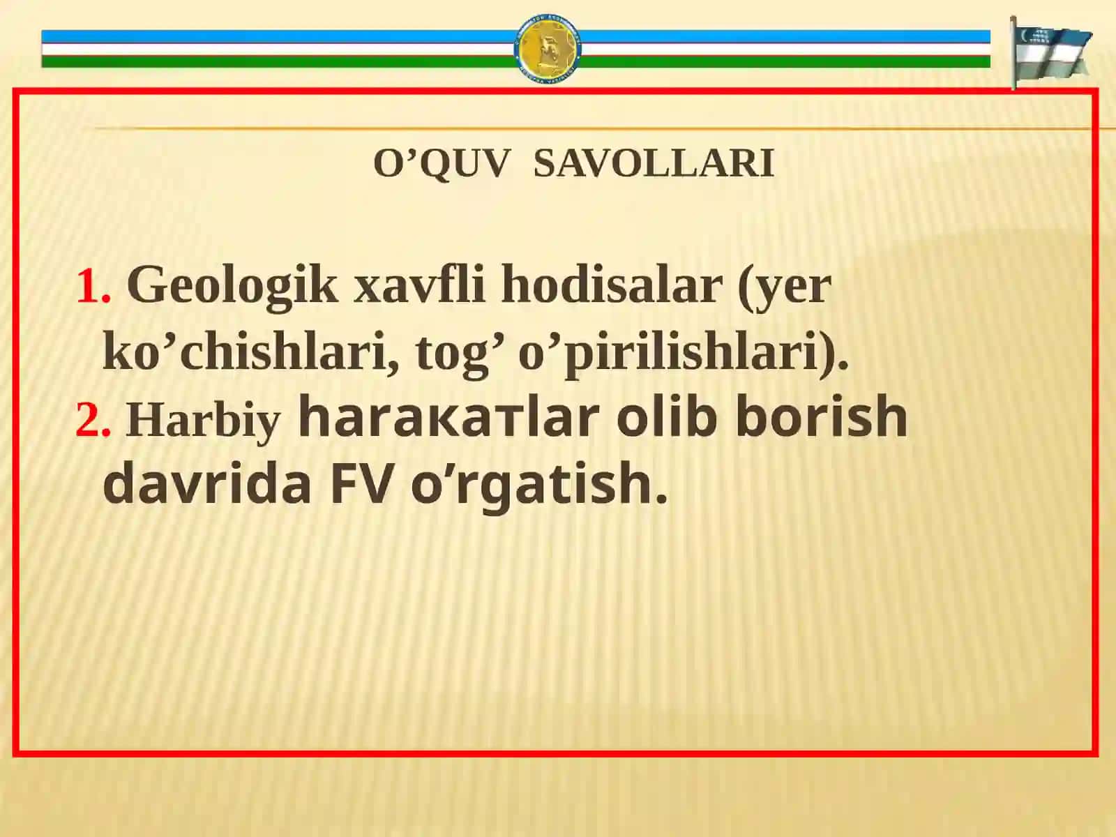 Geologik, gidrometeorologik xavflar va qurg'oqchilik 2