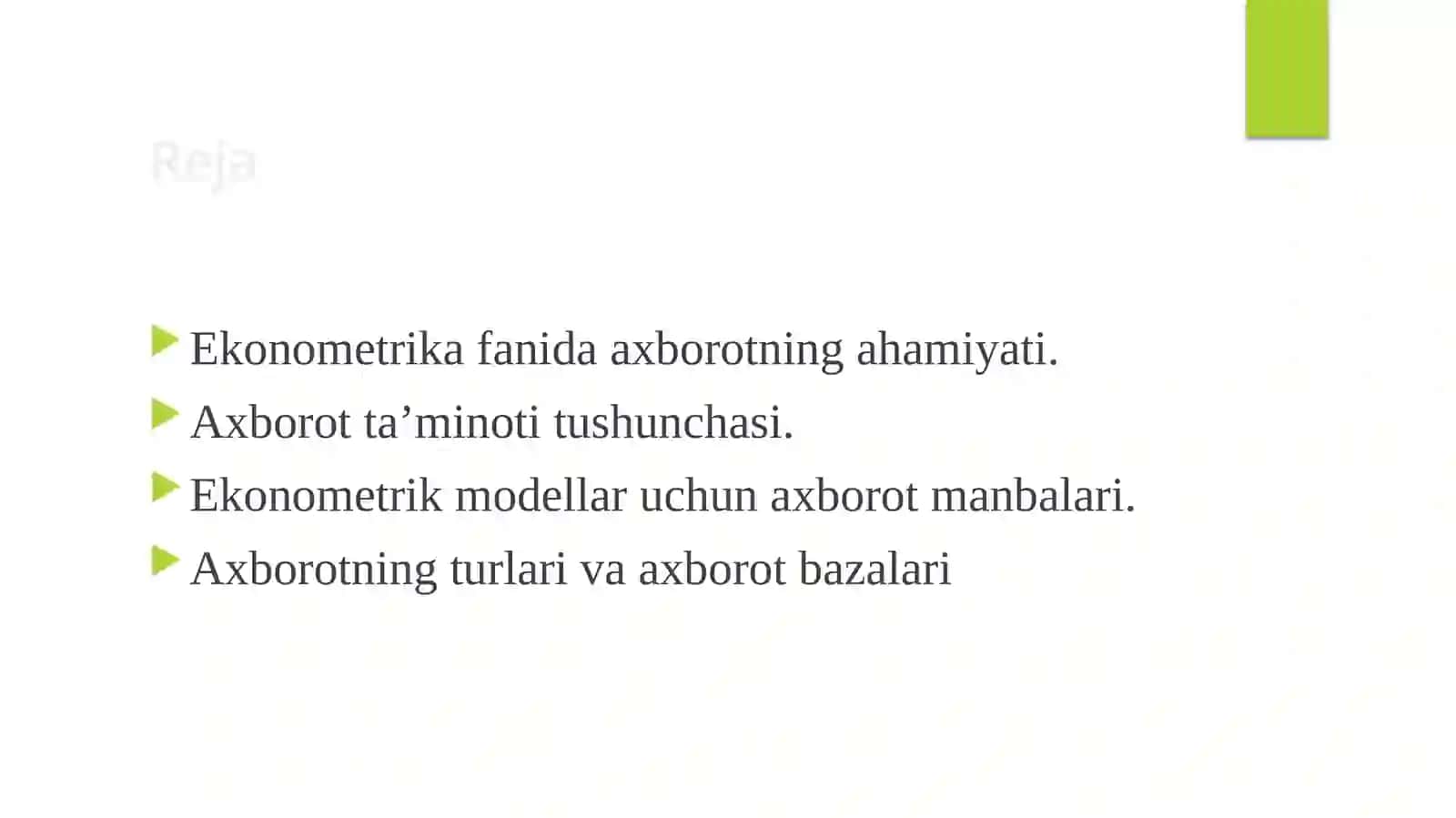 Ekonometrik modellarning axborot ta'minoti 2