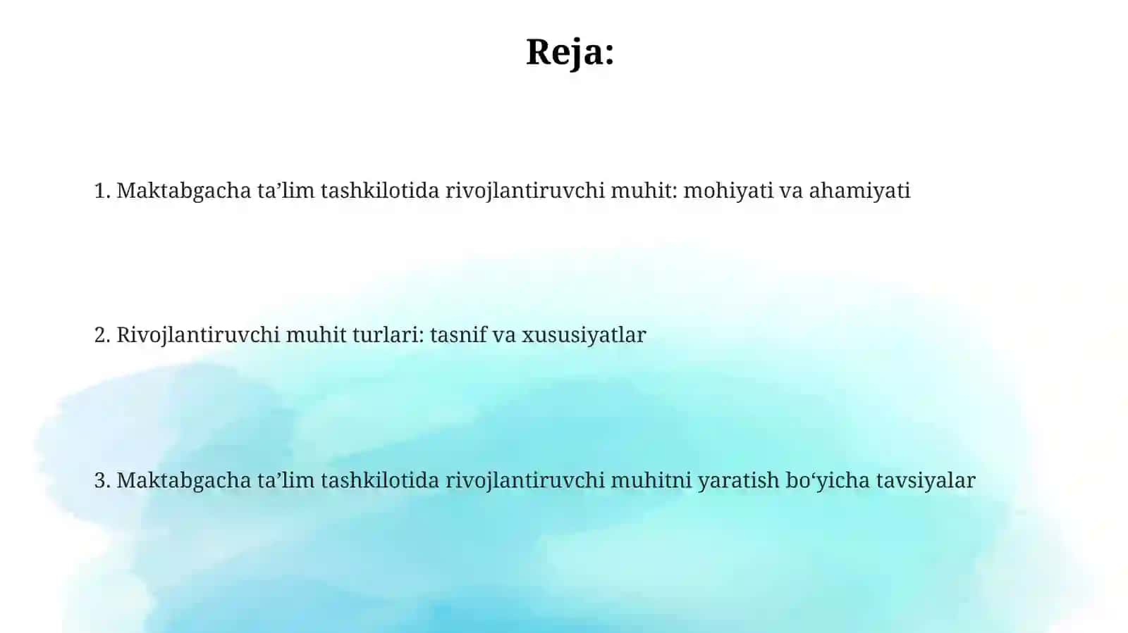 Maktabgacha ta'limda rivojlantiruvchi muhit 2