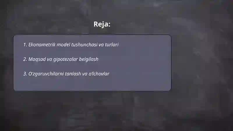 Ekonametrik modelni tuzish 2