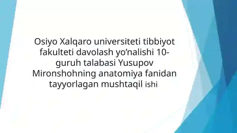 Mironsho Yusupov - Anatomiyada umumiy tuzulish 2