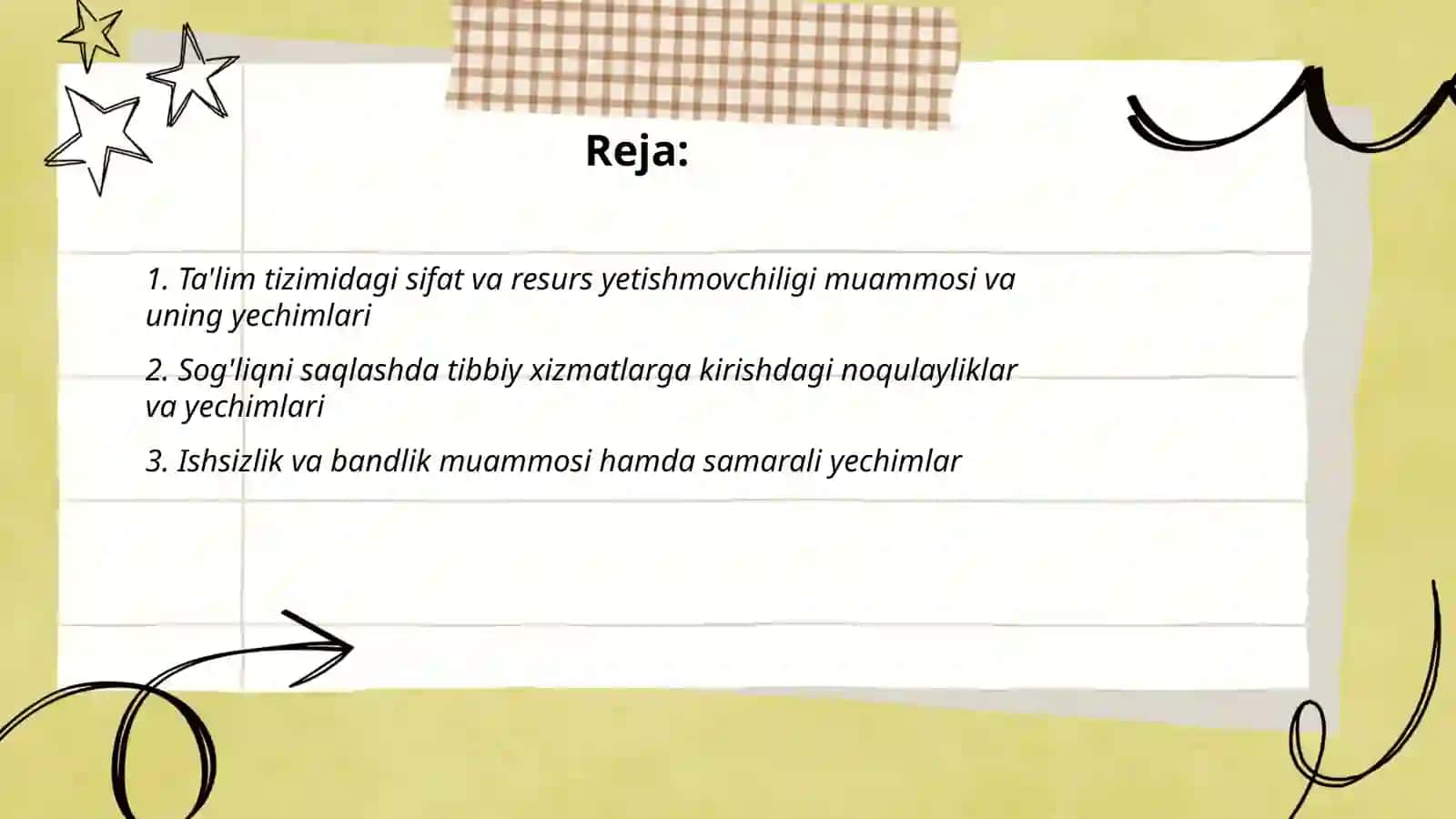 Muammo va yechim 2