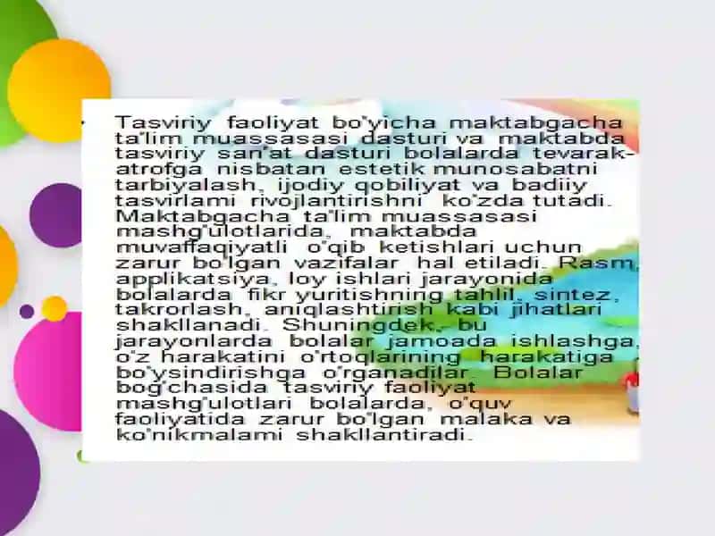 Tasviriy faoliyatlar 2