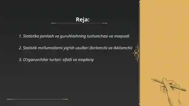 Statistika jamlash va guruhlash 2