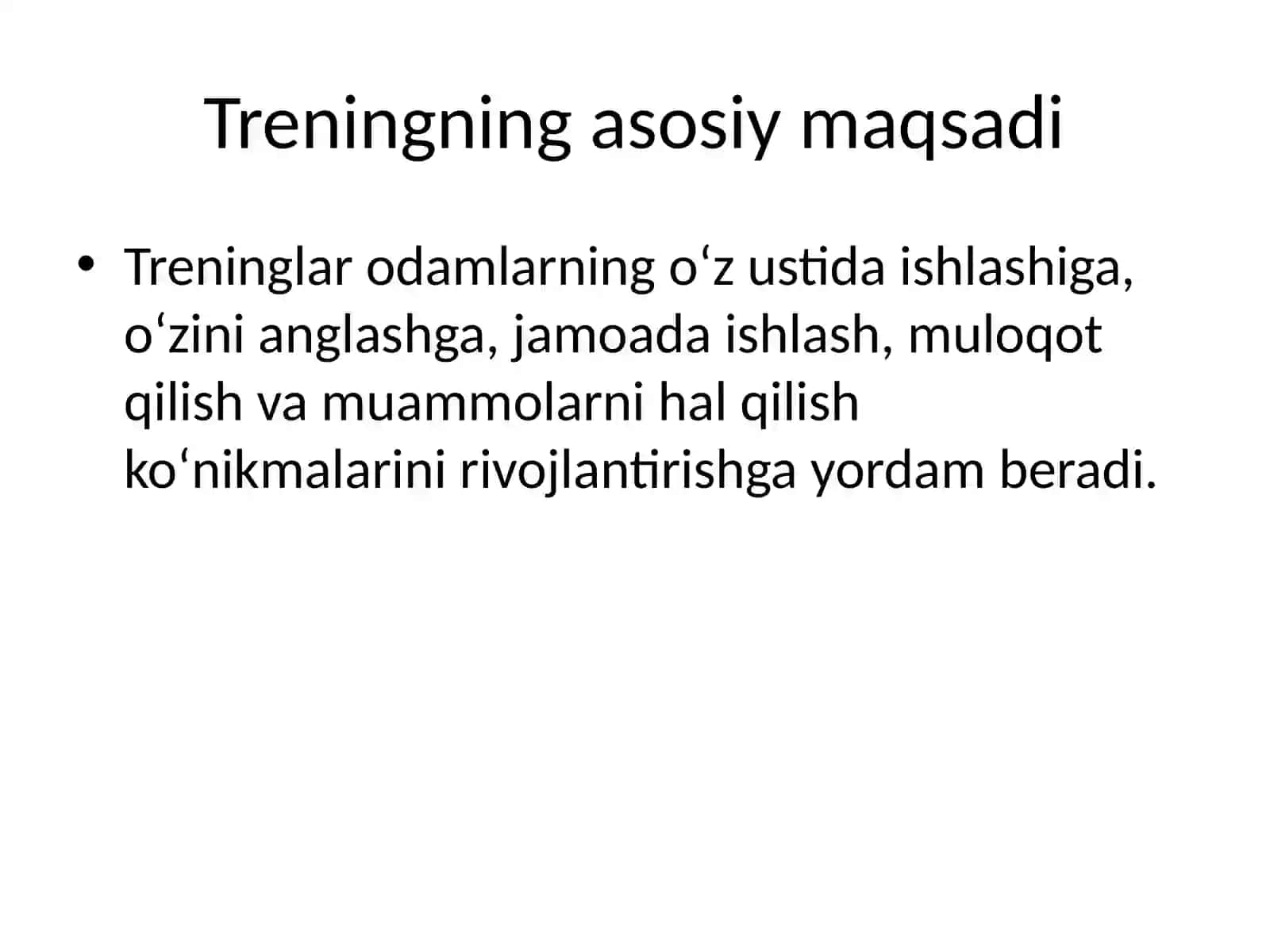 Trening haqida umumiy tushuncha 2