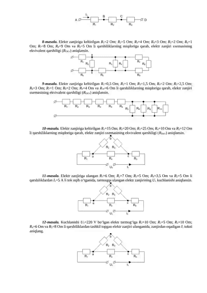 QARSHILIKLARNING PARALLEL VA KETMA-KET ULANISHLARI, HAMDA ULARGA OID MASALALAR YECHISH 2