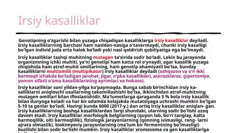 Irsiy kasalliklar 2