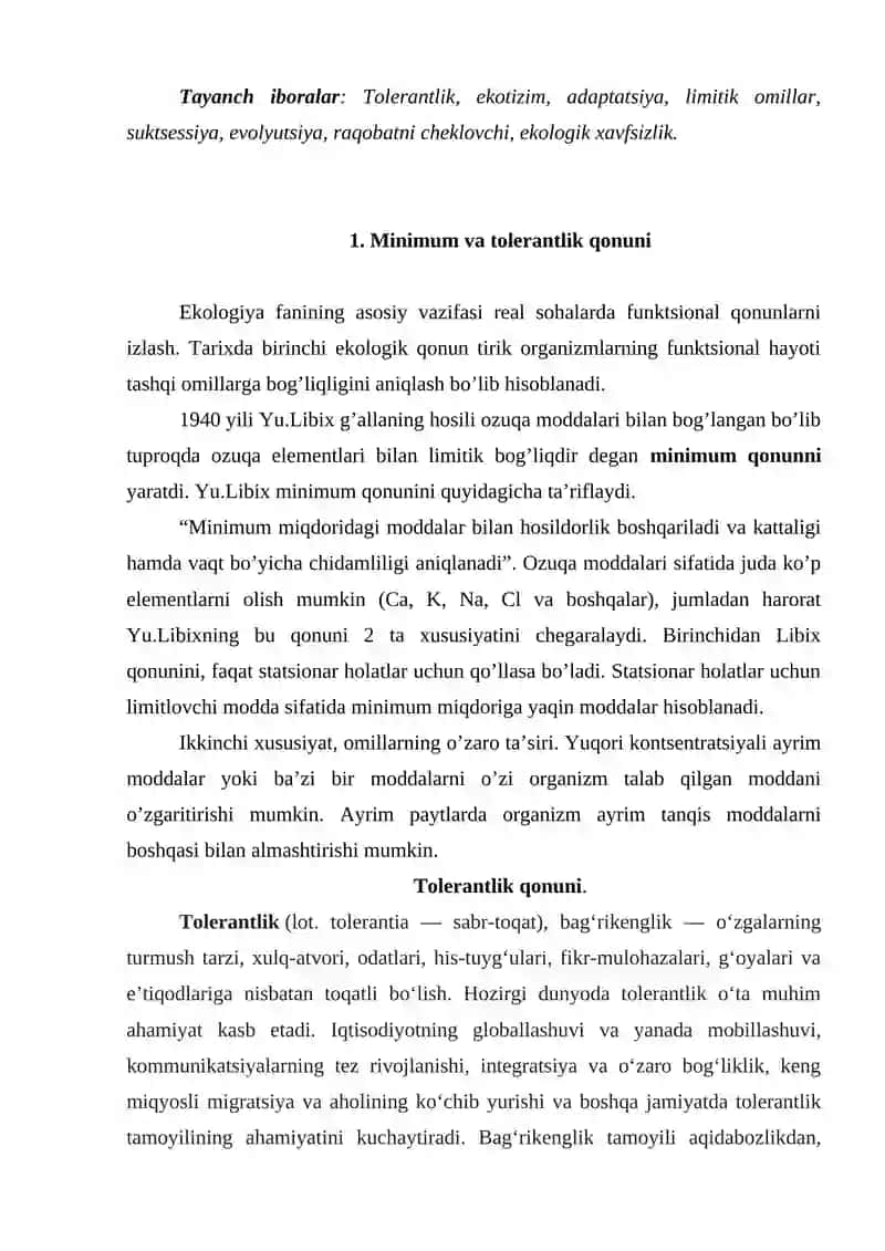 Ekologik qonunlar va ularning xususiyatlari 2