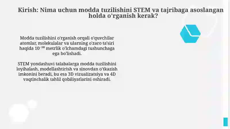 Modda tuzilishini o'qitishda STEM va tajribaga asoslangan ta'lim 2