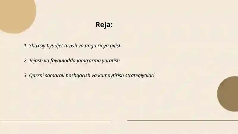 Ijobiy moliyaviy qarorlar qabul qilish 2