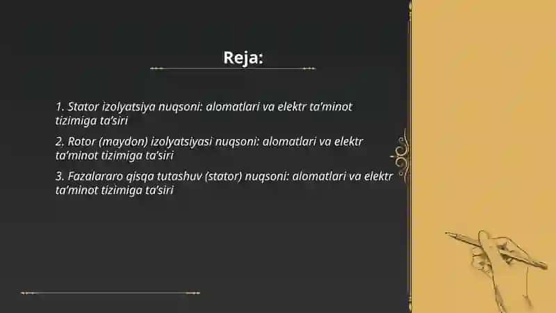 Generatorlarning asosiy nuqsonlari 2