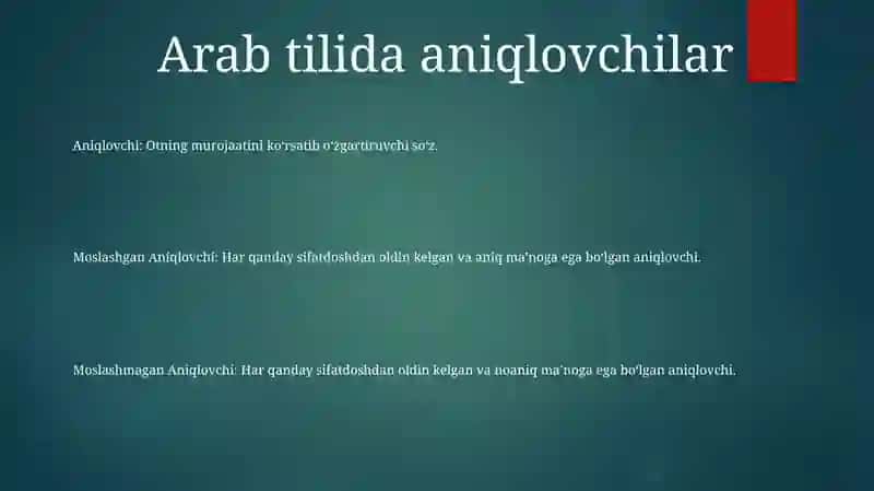 Arab Tilida Moslashgan Aniqlovchi Va Moslashmagan Aniqlovchi 2