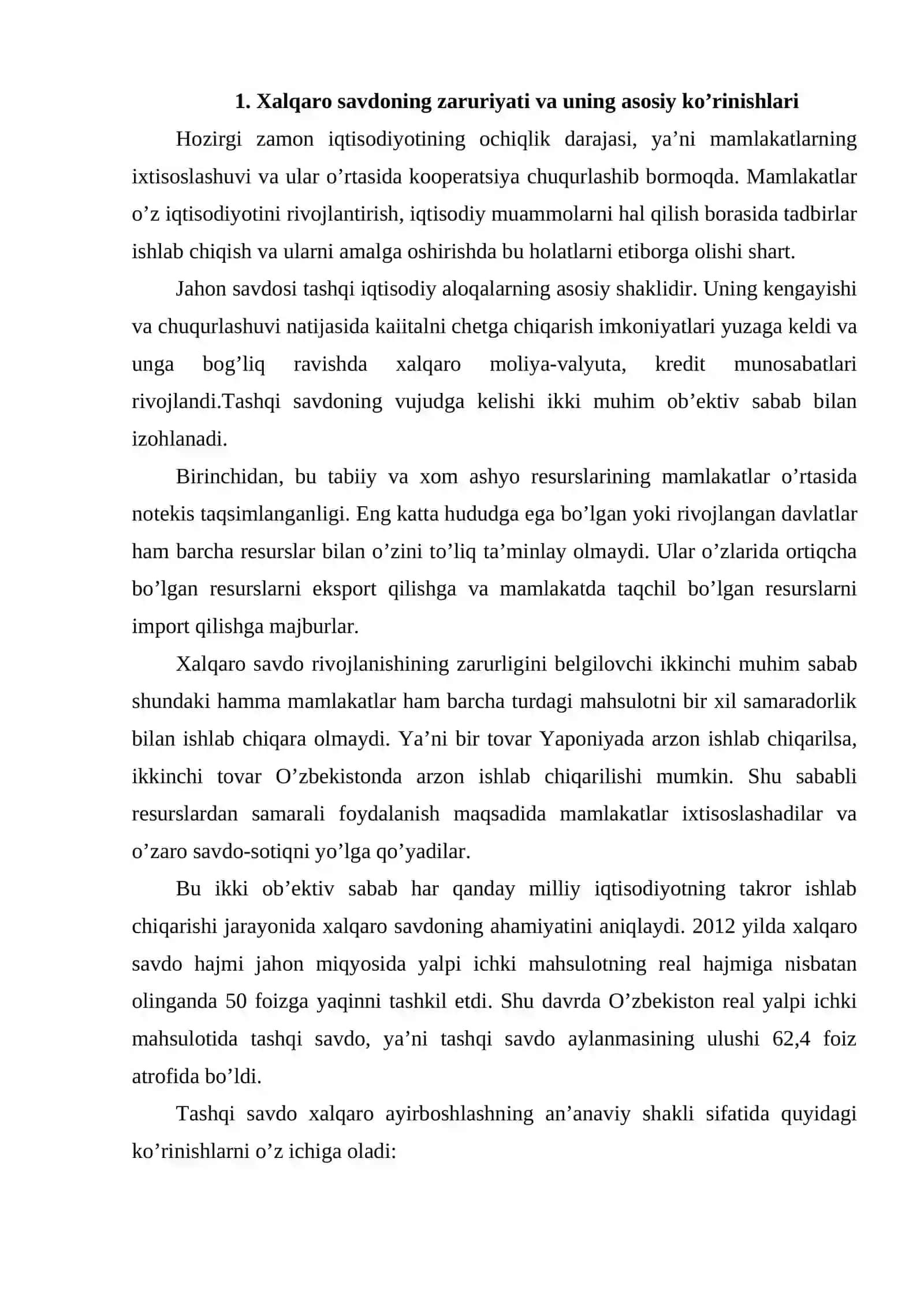 Xalqaro savdo nazariyasi 2