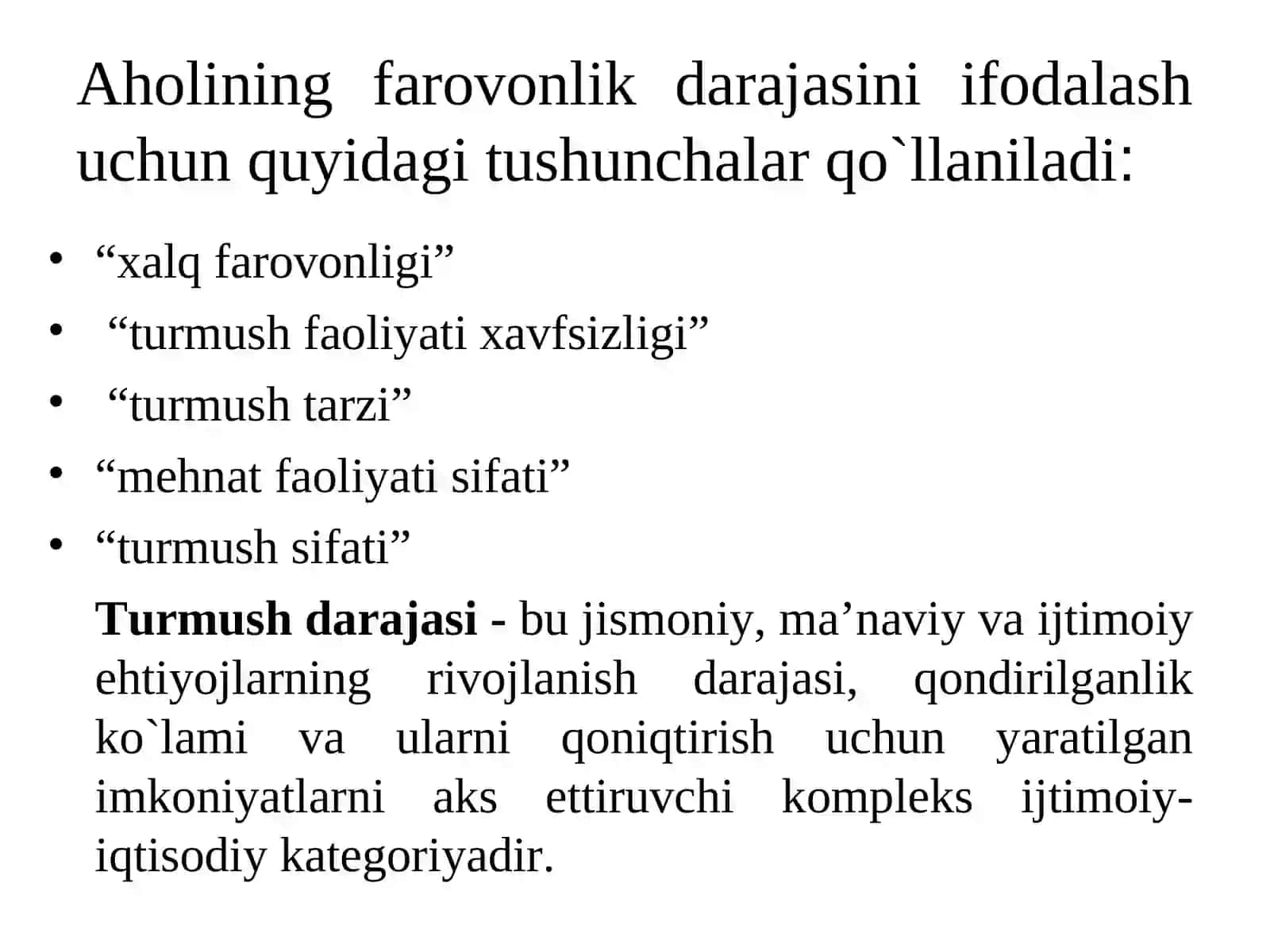 Uzbekistonning aholi turmush darajasi 2