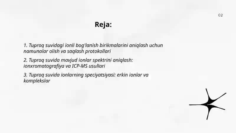 Tuproq suvning ionli bog'lanish birikmalarini aniqlash 2