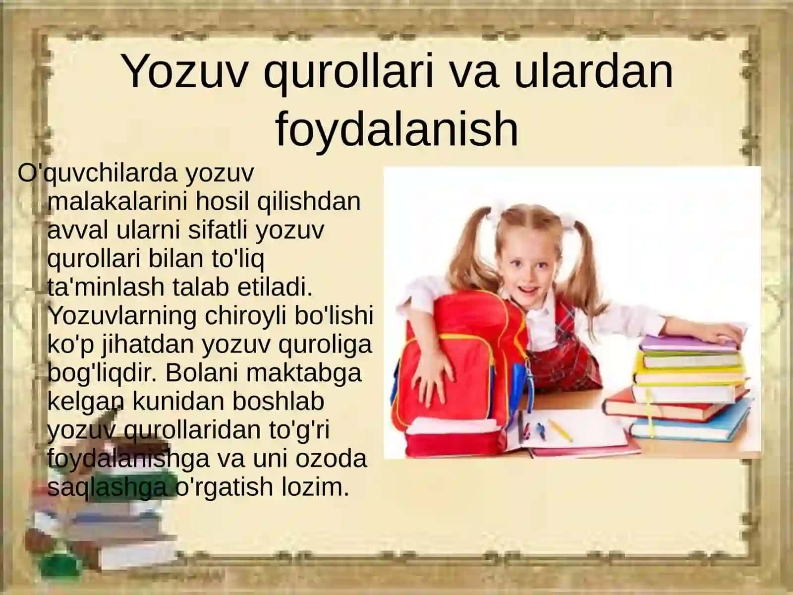 O’quvqurollariga qo’yilgan giyeni ktalablar 2