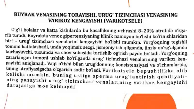 Varikotseli: epidemiologiya va xavf omillari 2
