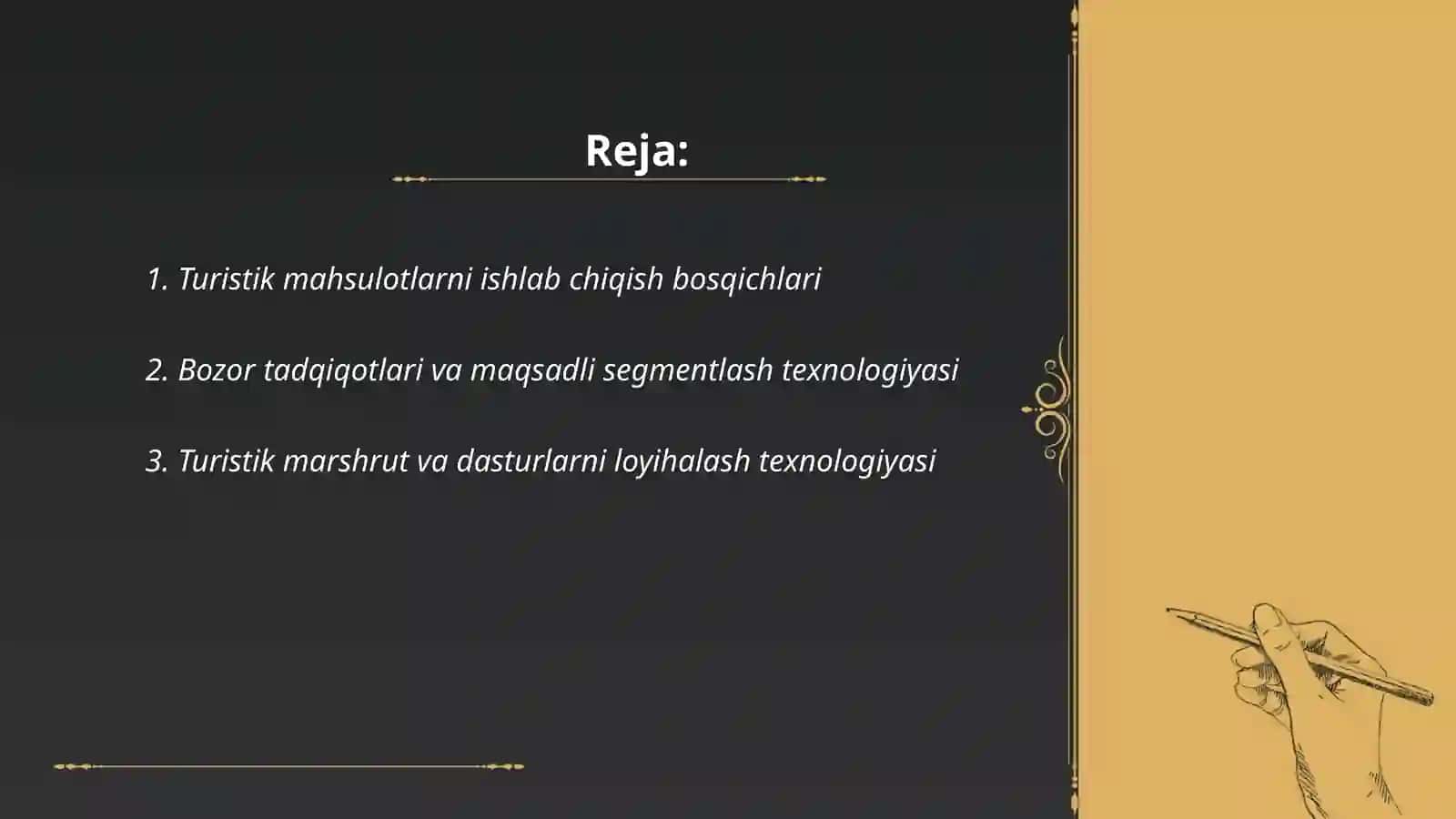 Turistik mahsulotlarni ishlab chiqarish texnologiyasi 2