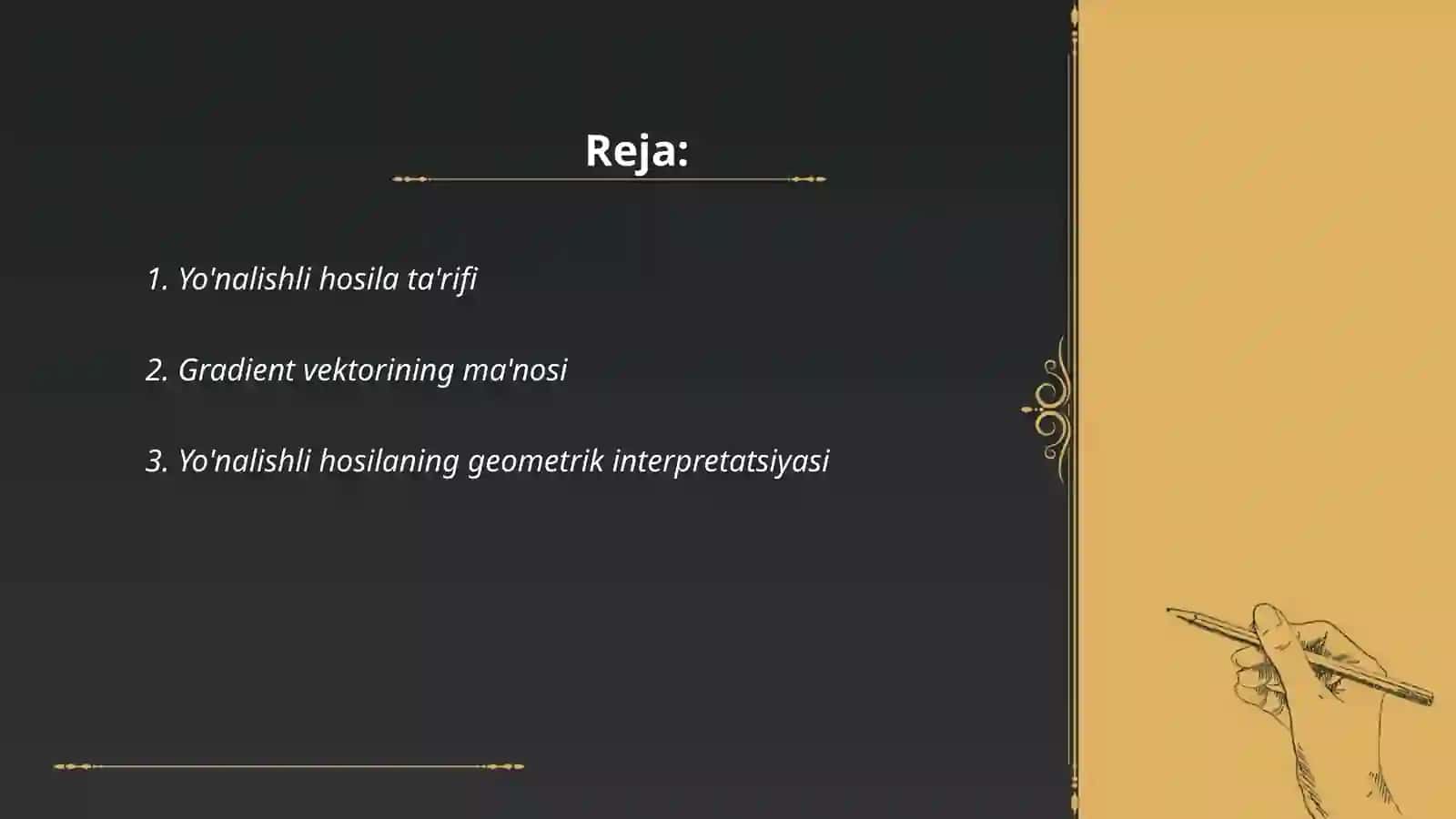 Yo'nalishli hosila ta'rifi 2
