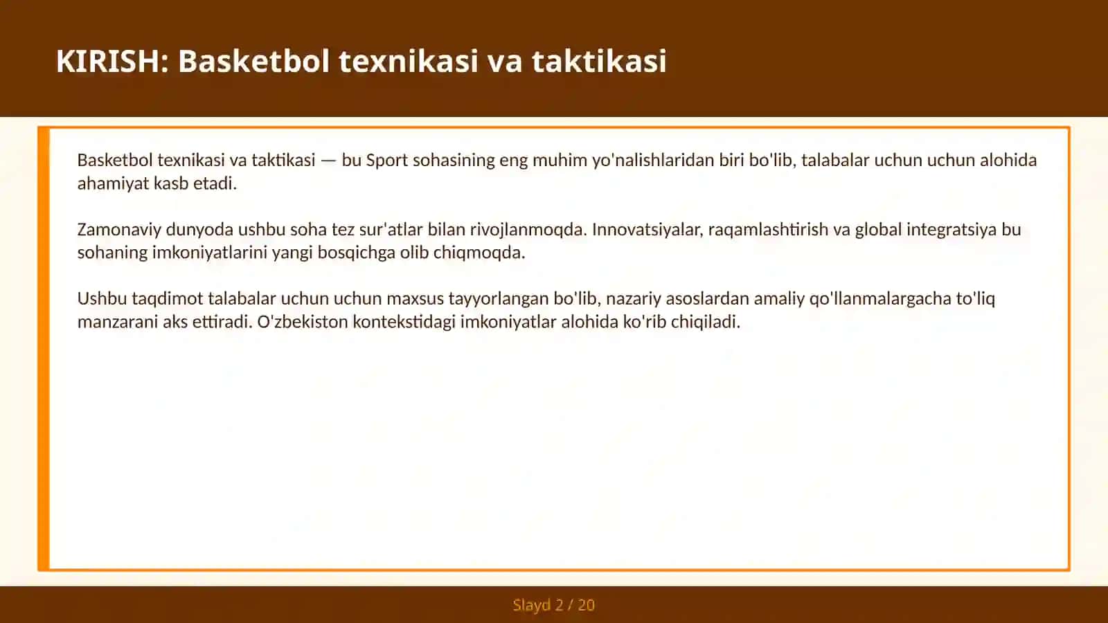 Basketbol texnikasi va taktikasi 2