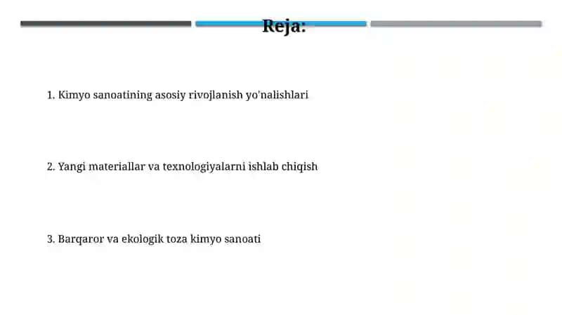 Kimyo sanoatning asosiy taraqiyot yoʼnalishlari 2
