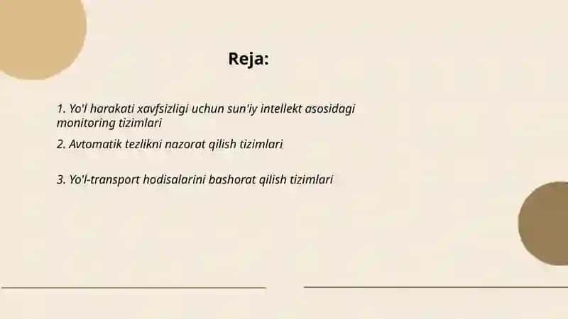 Yo'l Harakati xafsizligi sohasida AI 2