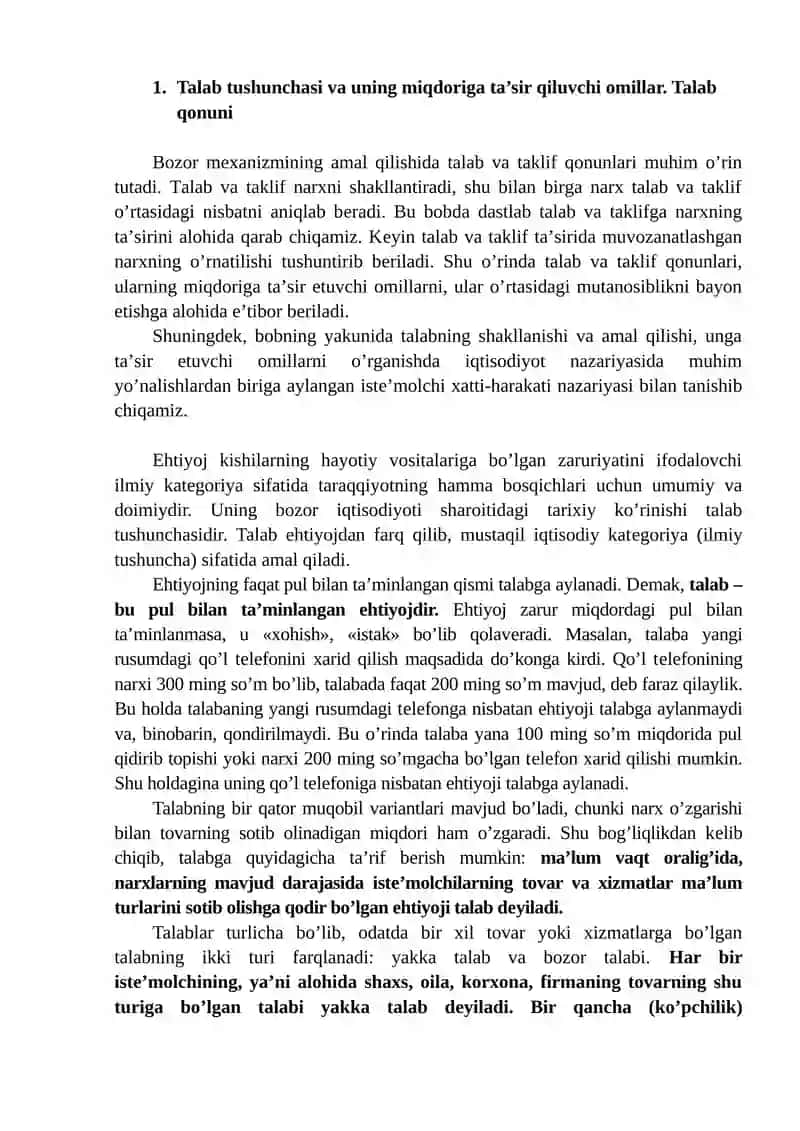Talab va taklif qonunlari 2