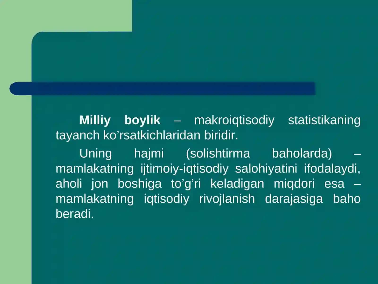 Milliy boylik statistikasi 2