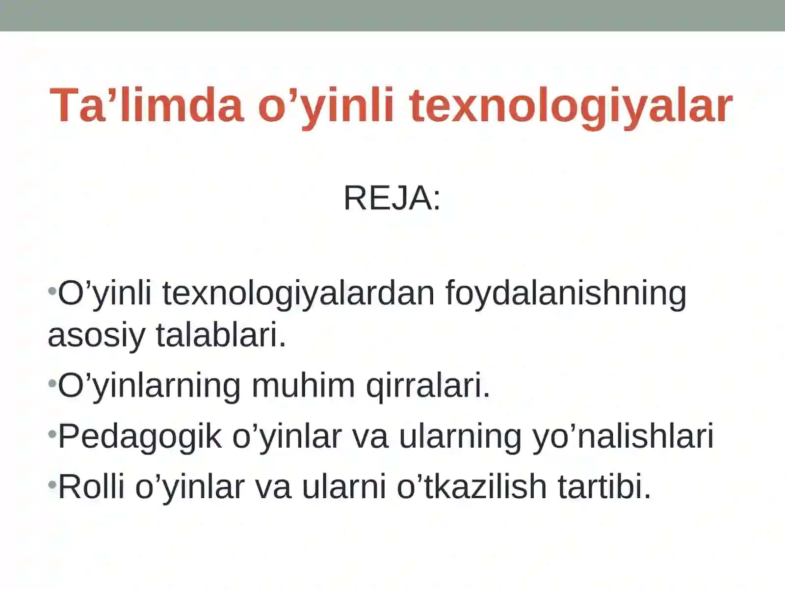 TA’LIMDA O’YINLI TEXNOLOGIYALAR 2