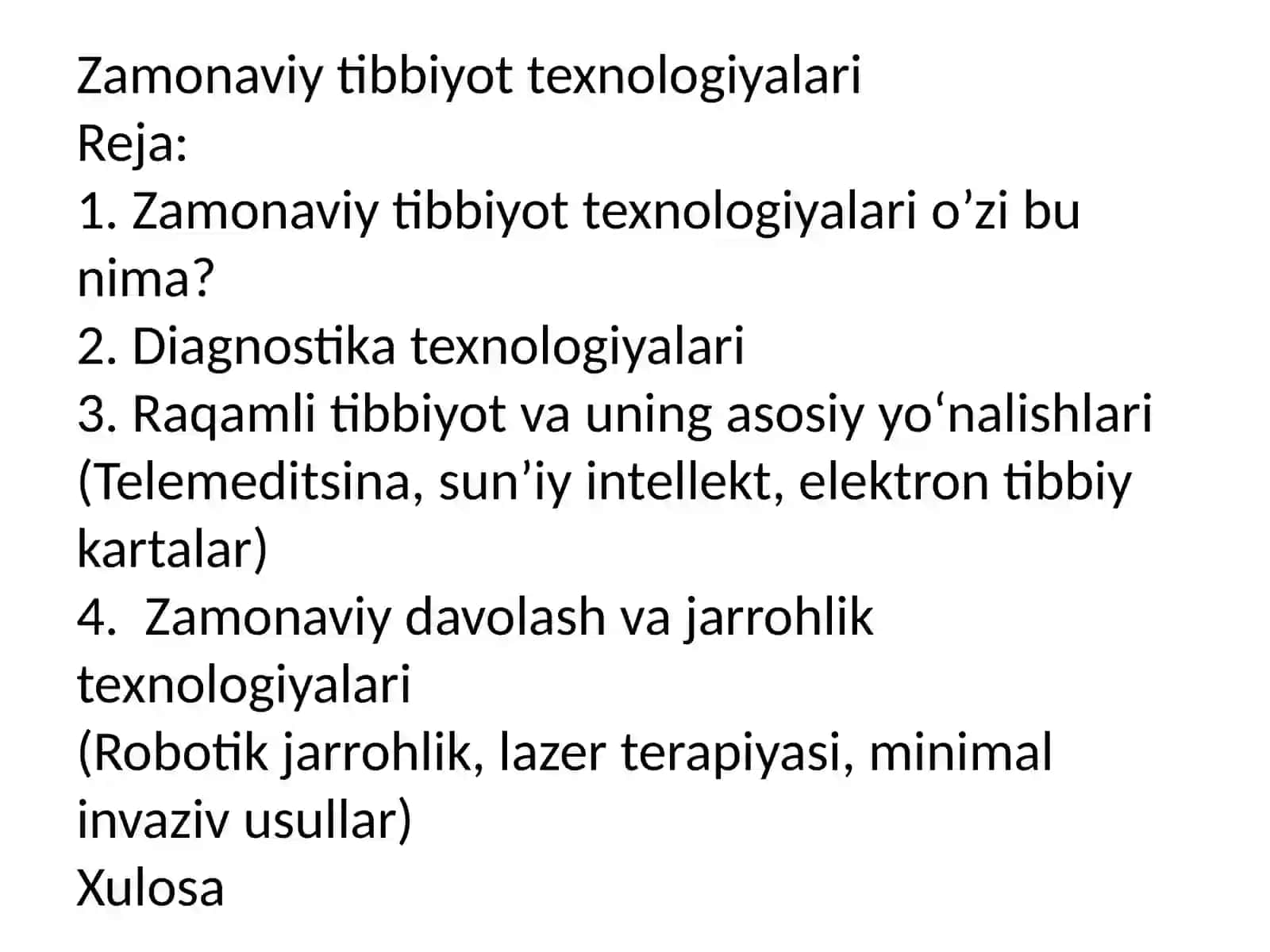 Zamonaviy tibbiyot texnologiyalari 2