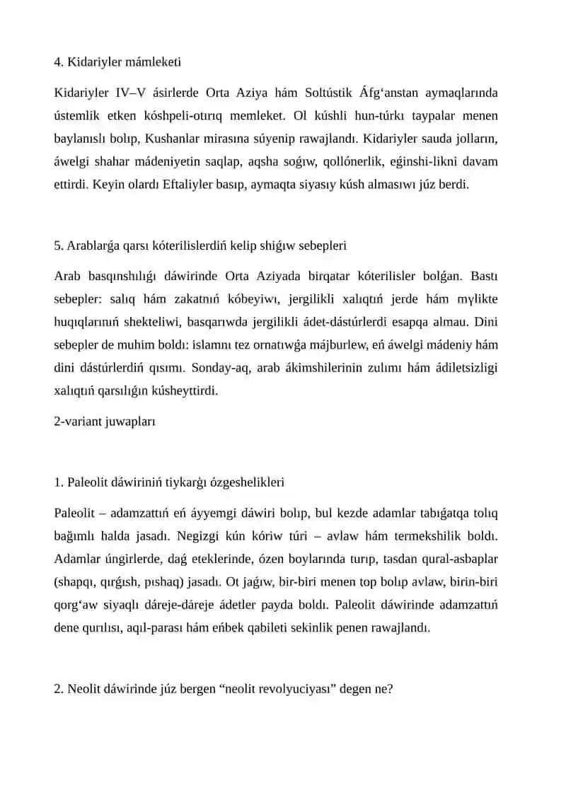 Orta Aziyada eń áyyemgi adamlardıń makan-jayları 2