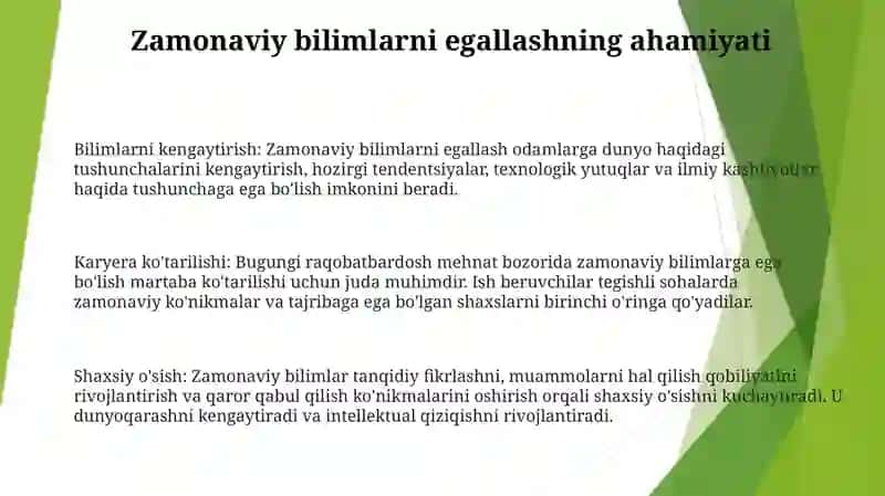 Zamonaviy Bilimlarni Egallash 2