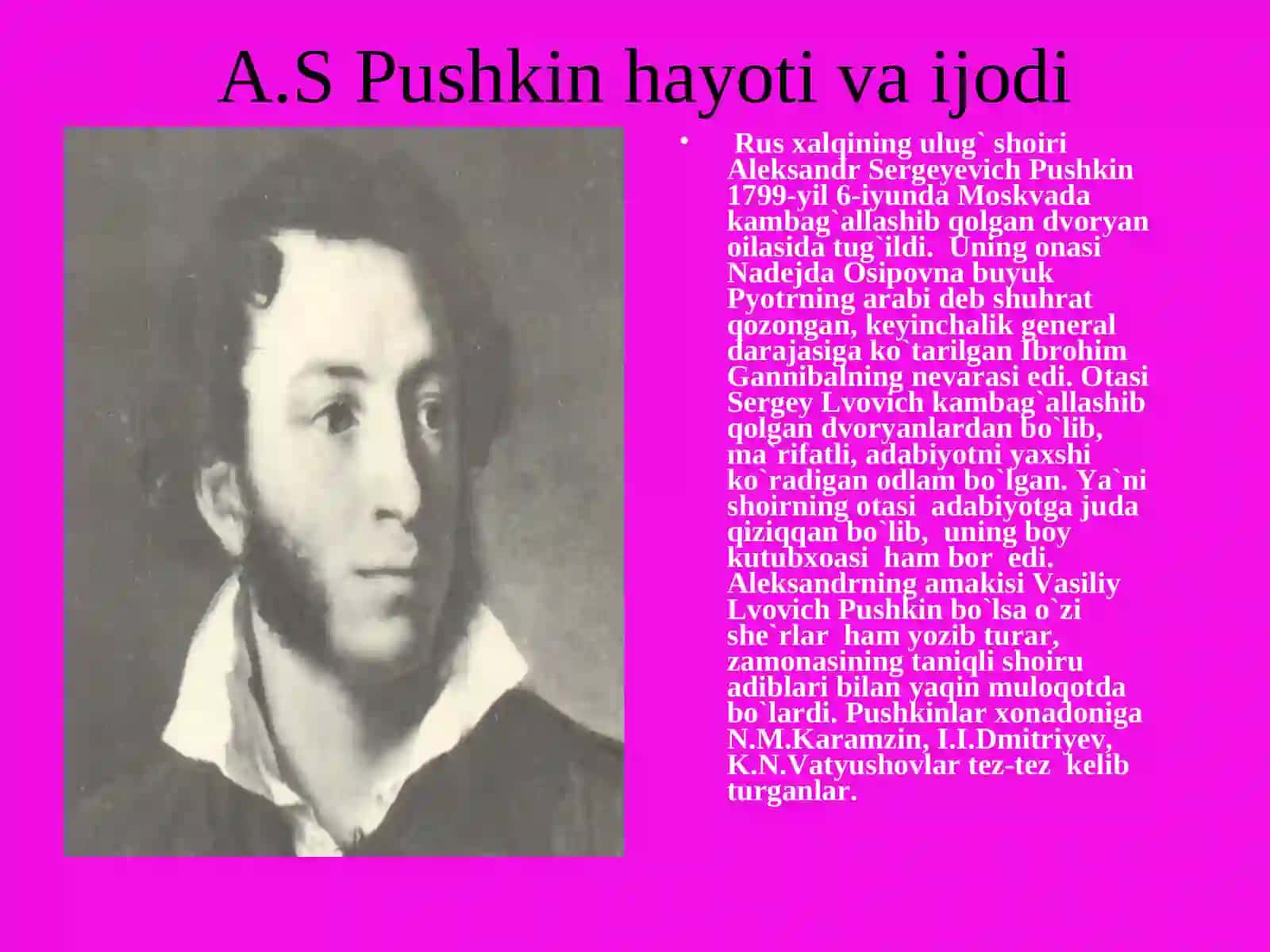 ALEKSANDR PUSHKIN HAYOTI VA IJODI OLTIN BALIQ 2