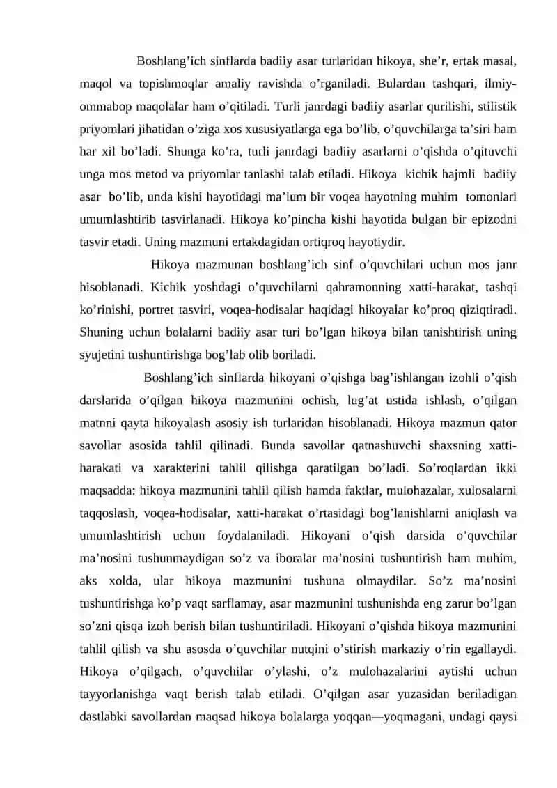 Har xil  janrdagi asarlarni o’qish  usuliyotining xususiyatlari 2